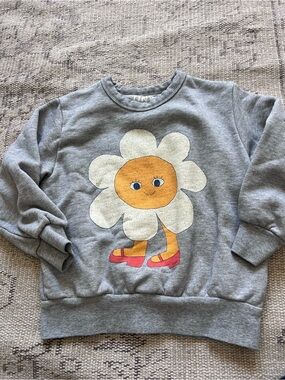 Kids Grey Sweatshirt with Playful Daisy Graphic